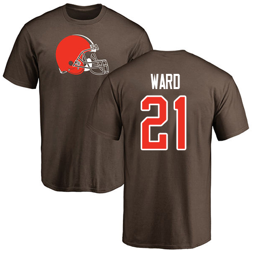 Men Cleveland Browns Denzel Ward Brown Jersey #21 NFL Football Name and Number Logo T Shirt